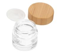 CRILSTYLEO Refillable Glass Cream Container with Bamboo Wood Lid Portable Cosmetic Jar for Body Travel Storage Durable Lightweight Small Jar for Creams and Ointments