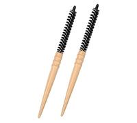 CRILSTYLEO Static-free Hair Comb for Women 2pcs Small Hair Curling Brush Wooden Handle Round Brush for Blow Drying
