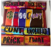Crimbo C*nt themed rude, funny novelty chocolate box.For Christmas, for friends, family and work collegues. (7 inch brown box, Main bar - dark choc)