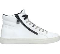 Crime London, High Top Double Zip Mid Leather Sneaker Shoes Fashion, White, 10 UK