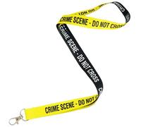 Crime Scene - Do Not Cross Lanyard | Yellow and Black Double-Sided Design with Metal Clip | Ideal for Police, CSI Fans, Fancy Dress, and Film Props