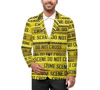 Crime Scene Funny Two Button Suit Jacket For Men Casual Outwear Tops Sports Coat XL