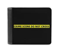 Crime Scene Leather Men's Bifold Wallet Minimalist Credit Card Holder Simple Coin Purse with Hidden Slots