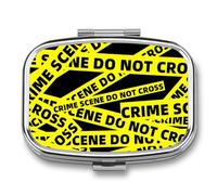 Crime Scene Portable Pill Organizer with 2 Compartments Square Medicine Box Compact Travel Pharmacy Case