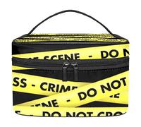 Crime Scene Tape Makeup Bag for Women Girls Cosmetic Bags with Handle Travelling Makeup Organizer Bag