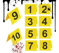 Crime Signs - Realistic Crime Scene Accessories, Numbered Highlight Cards | Mysterious Crime Scene Decorations For Halloween Party, Haunted House, Space R