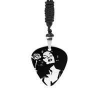 Criminal Woman And Roses Black White Fashion Guitar Picks Necklace Music Jewellery Personalized Pendant