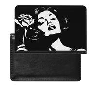 Criminal Woman and Roses Black White Slim Passport Holder Credit Card Cover Travel Essentials Wallet