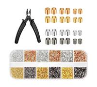 Crimp Beads - Crimp Tubes with Plier | Crimp Tool Set for Jewelry Making, 2200 Pcs 12 Compartments 4 Color Tubes DIY Kit for Necklace and Arms