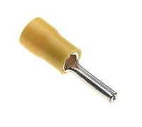 Crimp Pin Terminals, Pack Of 100 - Yellow, 6.35mm, 20A - Vinyl Insulated Terminal Wire Ferrules Copper Connectors, Cord Cable End