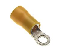 Crimp Terminal - Pack of 100, Yellow, 4mm, 48A, 12-10 AWG - Heat Shrink Ring Connectors, Tinned Copper Connectors, Insulated Wire Terminals