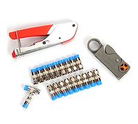 Crimper Coaxial Cable Wire Stripper RG6/RG59 Compression F Connector Tool Crimping Pliers Wire Stripping Pliers Kit AMH143(Blu)