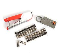 Crimper Coaxial Cable Wire Stripper RG6/RG59 Compression F Connector Tool Crimping Pliers Wire Stripping Pliers Kit AMH143(Svart)