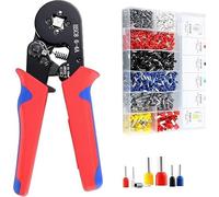 Crimping Plier Set, 0.25-10mm² Ferrule Crimper Tool with 1200 Wire End Connectors, Self-Adjustable Ratchet Bootlace Cables Crimp Tools, Electrical Cable Lug Pliers Kit