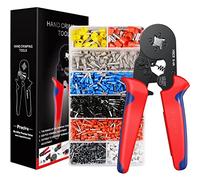 Crimping Plier Set, Preciva 0.25-10mm² Ferrule Crimper Tool with 1200 Wire End Connectors, Self-Adjustable Ratchet Bootlace Cables Crimp Tools, Electrical Cable Lug Pliers Kit