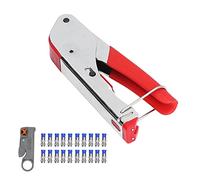 Crimping Pliers for Coaxial Cable, Wire Stripper Crimper Tool Set with F Connectors, Dual Blade RG59 RG6 Stripper and Hex Wrench for TV Antenna Satellite Installation