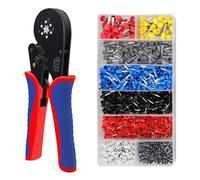 Crimping Pliers Kit Ferrule Sleeves Tubular Terminal Hand Tools 6-4A/10-6A/16-6(0.08-16mm²) Wire Crimper Household Electrical Precise Crimping(HSC12 16-6 1200pcs)