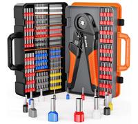 Crimping Tool 0.08-16mm² with 1300pcs Crimp Connectors(350 Dual Wire Terminals), Preciva Hexagon Crimper with Suitcase, Self-adjsutable Ratchet Crimping Tool Set for Insulated/Uninsulated Cable