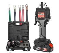 Crimping Tool - Battery Powered Terminal Cable Crimper, 16KN Portable with 7 Crimp Dies & 2 Batteries for 0.5-50mm² Terminals
