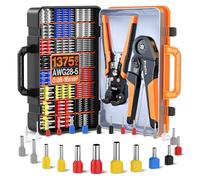 Crimping Tool with Wire Stripper,Preciva 0.08-16mm²Bootlace Ferrule Crimper Tool Kit&Cutter Tool Electrical for 0.2-6mm²Wires,with 1375pcs Ferrules(265pcs Double Terminals)