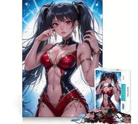 Crimson Anime Girl with Red Eyes Puzzle for Teenagers 1000 Pieces Logic Game Sharp Detail Hard Challenge Art Decor (38x52cm)
