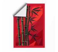 Crimson Bamboo Japandi Unframed Wall Art Print A3 (42×29.7cm), Wall Decor for Living Room, Bedroom, Office & Home, Art Gift