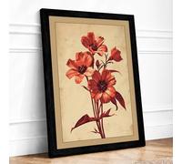Crimson Botanica Botanical Framed Wall Art Print A2 (59.4×42cm) Black, Wall Decor for Living Room, Bedroom, Office & Home, Ready to Hang, Art Gift