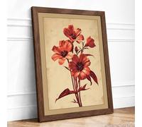 Crimson Botanica Botanical Framed Wall Art Print A2 (59.4×42cm) Walnut, Wall Decor for Living Room, Bedroom, Office & Home, Ready to Hang, Art Gift