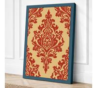 Crimson Damask Pattern Canvas Wall Art Print 18x12 Inch (46 x 30 cm)