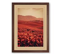 Crimson Fields and Mountains Vintage Framed Wall Art Print A3 (42×29.7cm) Walnut, Wall Decor for Living Room, Bedroom, Office & Home, Ready to Hang, Art Gift