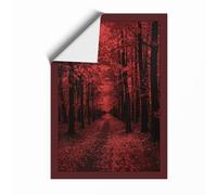 Crimson Forest Path Moody Unframed Wall Art Print A1 (84.1×59.4cm), Wall Decor for Living Room, Bedroom, Office & Home, Art Gift