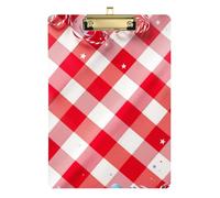 Crimson Gingham Clipboard Hook Hard Board For Nurses Home Contractor Size 9 x 12