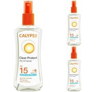 Crimson Kangaroo Fragrances 3 pack Set Of Calypso Medium Protection Clear Protect Dry Oil Spray for Wet & Dry Skin SPF15 200ml Bottles