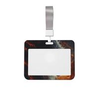 Crimson-Maned Wolf in Flaming Sky Badge Holder Cover Shell Hanging Rope Chest Protective Shell