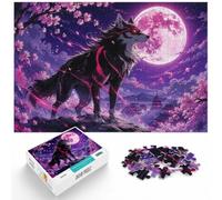 Crimson Moon Howl - Ethereal Wolf Amidst Saku Jigsaw Puzzle, 1000 Piece | For after-work downtime, this adult jigsaw puzzle with 1000 pieces turns free time into a focused activity.