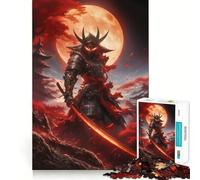 Crimson Moon Samurai Jigsaw Puzzles 1000 Pieces for Adults Decompress Game Tight Joint Home Enjoyable (38x52cm)