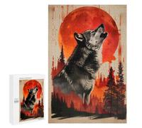 Crimson Moon Wolf Call Displayable Picture Puzzle, 1000 PCS - New Year Gift; for Couples, Friends And Family