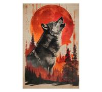 Crimson Moon Wolf Call Illustrated Jigsaw Puzzle for Adults, 1000 PCS