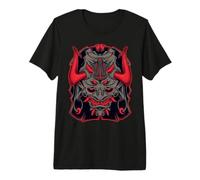 Crimson Oni Demon Mask Dark Samurai Spirit Art Premium T-Shirt