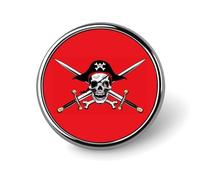 Crimson Pirate Flag Round Lapel Pin Button Brooch Tie Badge Elegant Hat Clothing Jewelry Accessories