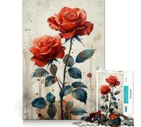 Crimson Rose Flower Duet 1000 Pieces Puzzles for Teenagers Unwind Game Real Thick Enjoyable Challenge Christmas Idea (38x26cm)