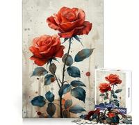 Crimson Rose Flower Duet 1000 Pieces Puzzles for Teenagers Unwind Game Real Thick Enjoyable Challenge Christmas Idea (38x26cm)