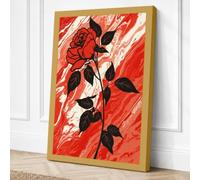 Crimson Rose in Motion Canvas Wall Art Print 30x20 Inch (76 x 51 cm)