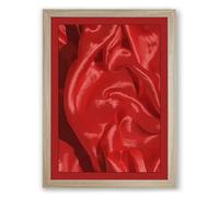 Crimson Silk Cascade Modern Framed Wall Art Print A1 (84.1×59.4cm) Oak, Wall Decor for Living Room, Bedroom, Office & Home, Ready to Hang, Art Gift