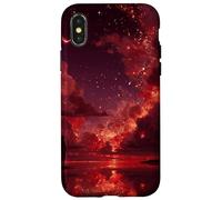 Crimson Stardust Silhouette Moody Red Sunset Dreamscape Case for iPhone X/XS