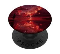 Crimson Stardust Silhouette Moody Red Sunset Dreamscape PopSockets Adhesive PopGrip