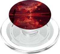 Crimson Stardust Silhouette Moody Red Sunset Dreamscape PopSockets PopGrip for MagSafe