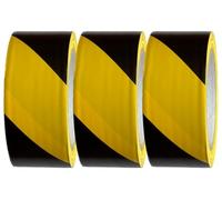 Crimson Starfish Premium Yellow/Black Hazard Warning Tape - 33m x 50mm - PVC Adhesive Marking Barrier Tape, Safety Tapes - 3 Pack