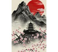 Crimson Sun Over Sakura: Japanese A5 Lined Journal (Imperial Japan Collection)