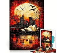 Crimson Tide︰ Gothic Sydney at Sunset Jigsaw Puzzle 1000 Piece for Teenagers Cognitive Boost Smooth Connection Fun Play Art Piece (38x26cm)